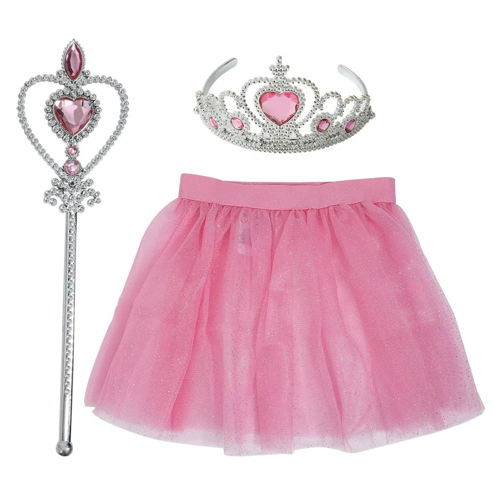 Conjunto de princesa falda tutú de tul corona de tiara y varita mágica