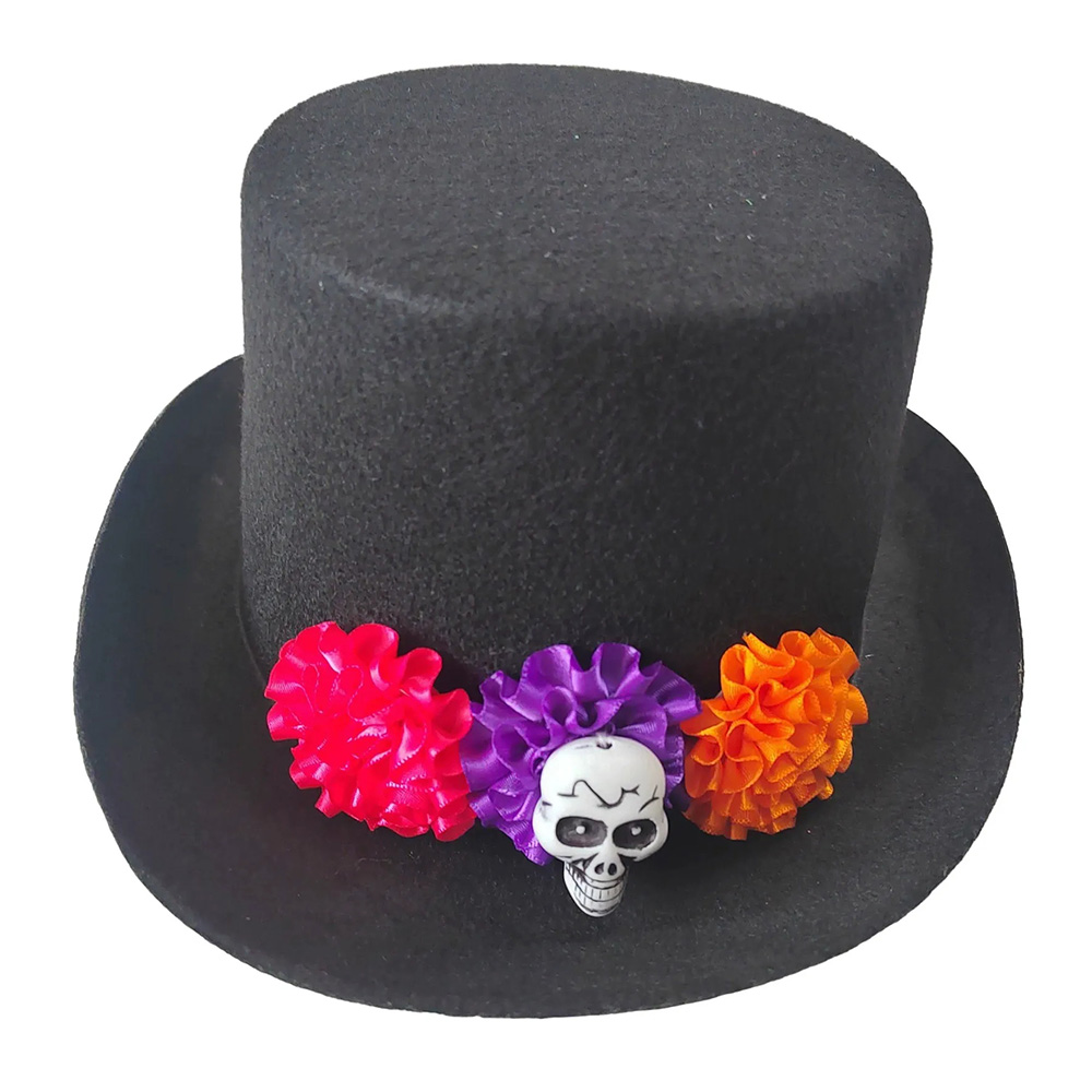 Disfraces de Halloween de Calavera y Flor Sombrero de Copa