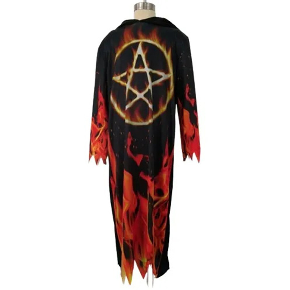 Disfraz de Halloween con estampado de pentáculo de llama y capucha