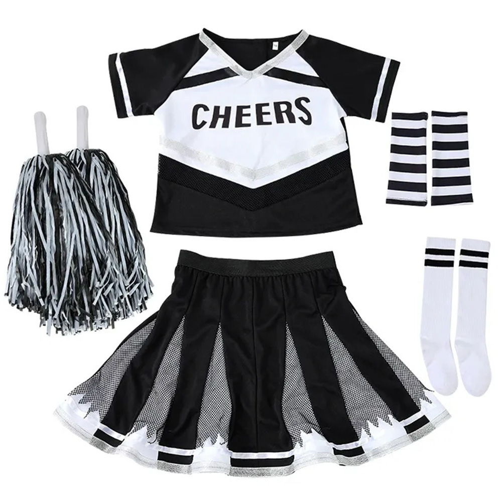 Conjunto de disfraz de porrista negro para niña