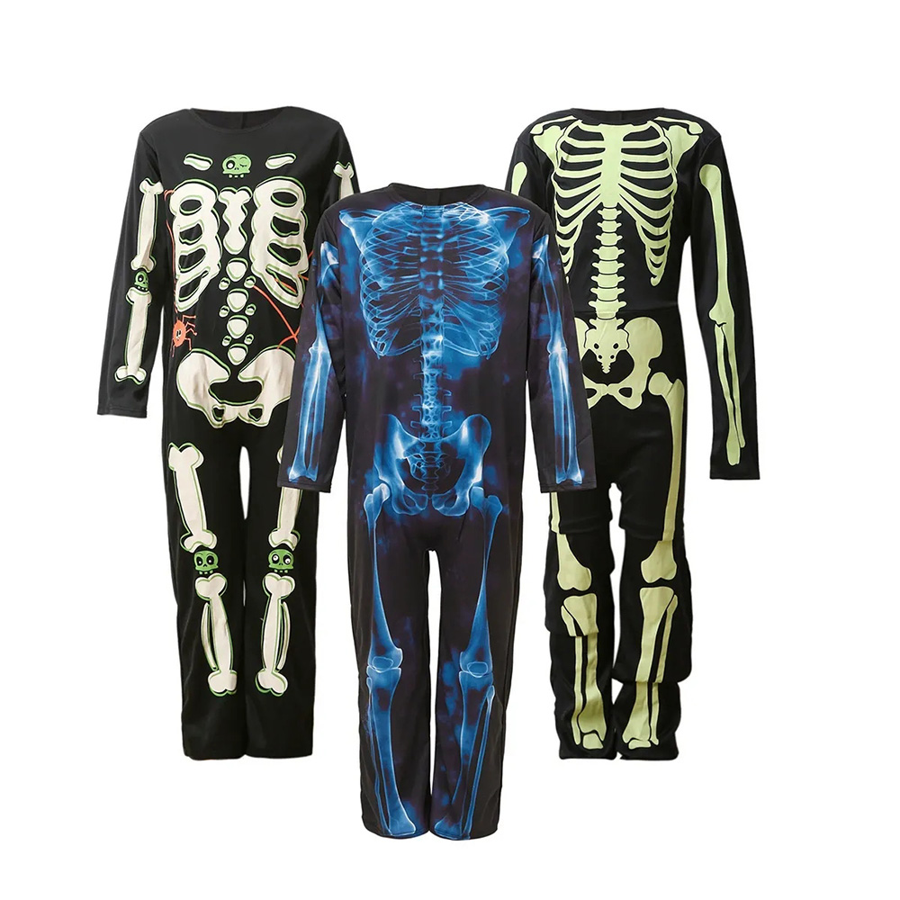 Disfraz de esqueleto para niños de Halloween que brilla en la oscuridad