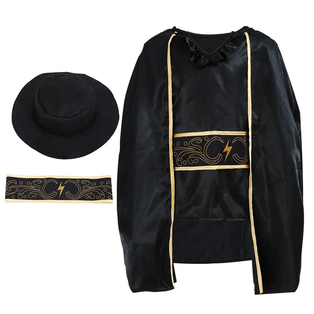 Conjunto de capa de traje de sombrero de disfraz de bandido enmascarado de Halloween