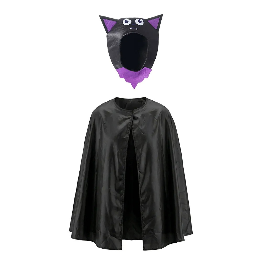 Disfraz de capa de gato de Halloween unisex para niños con capucha