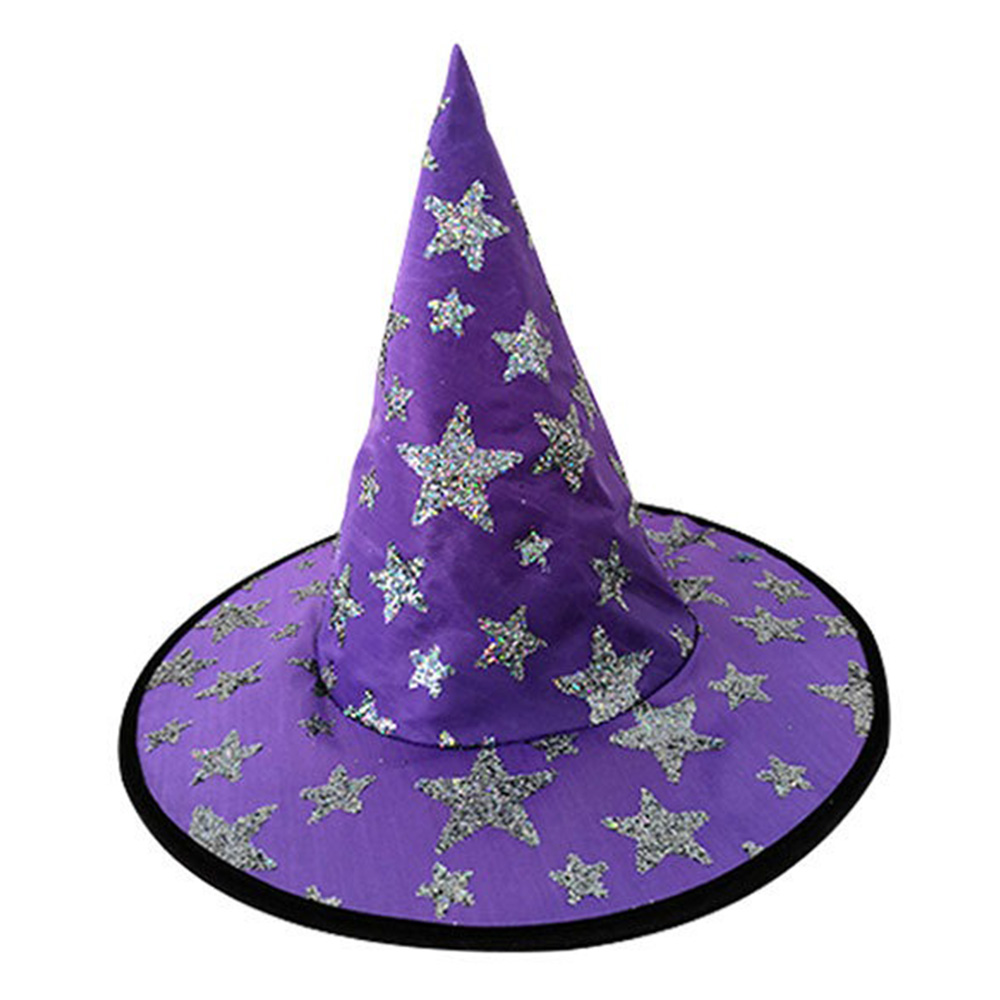 Sombrero de disfraz de bruja estrella morada de Halloween para niños
