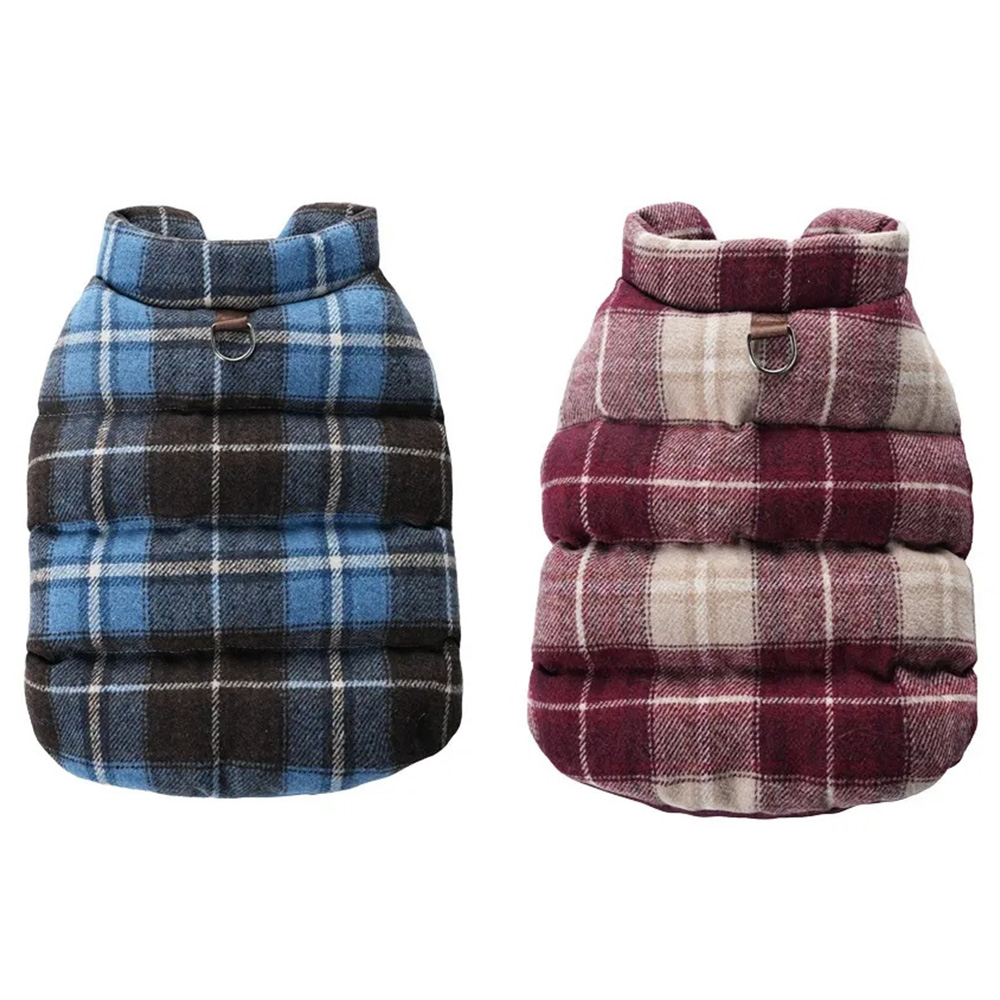 Chaqueta de Perro Estilo Británico Gruesa y Cálida con Cuadros
