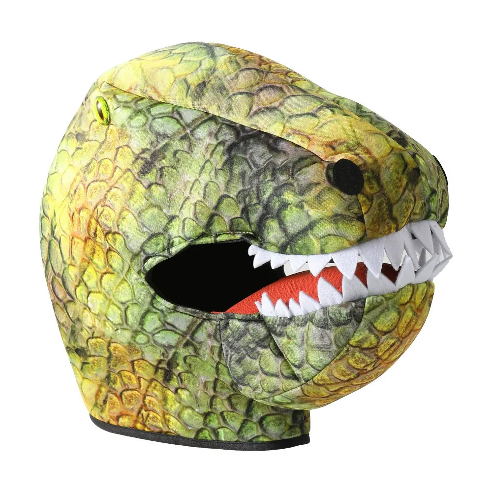 Disfraz de Halloween con máscara de cabeza de dinosaurio realista