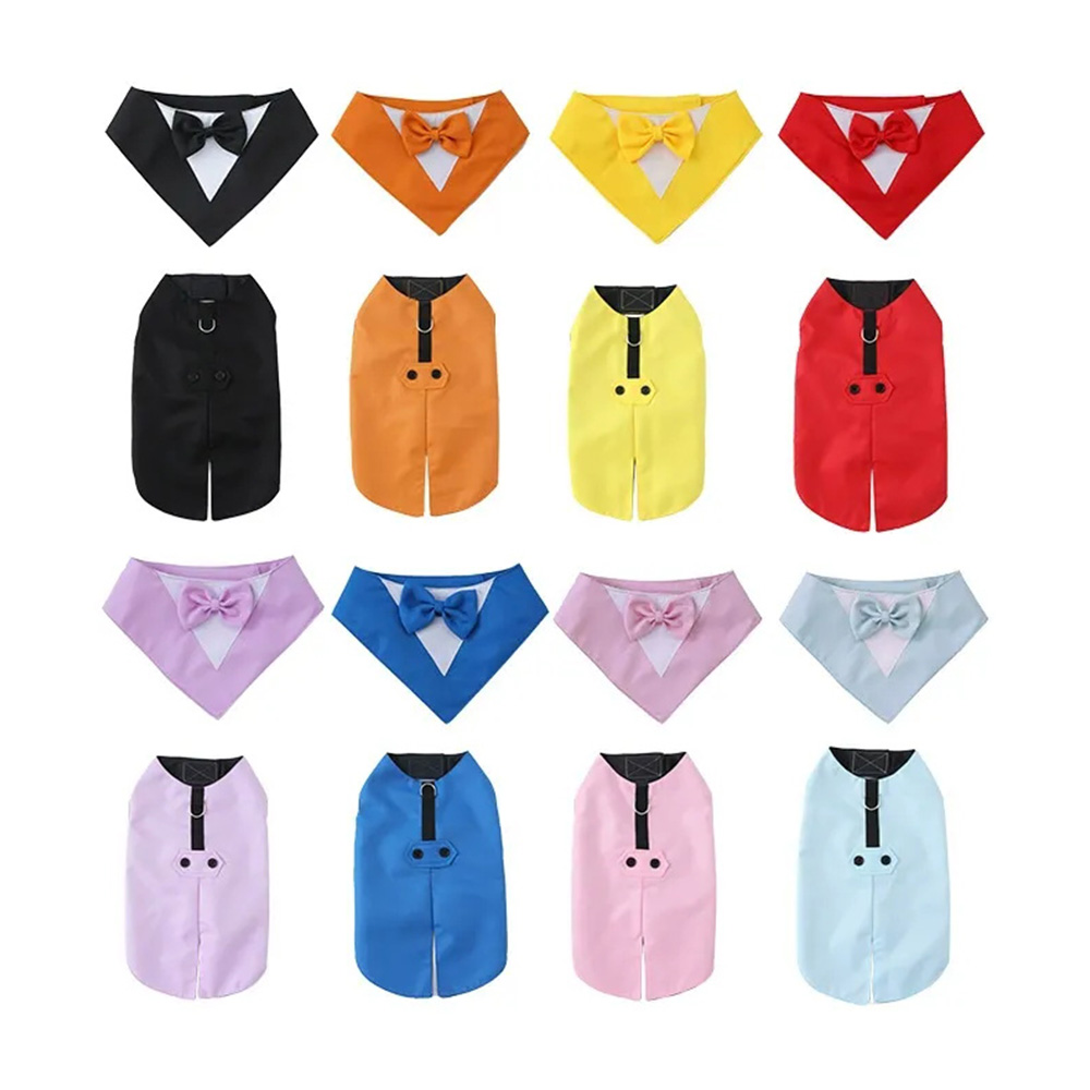 Conjunto de Esmoquin para Perros con Bandana en 8 Colores