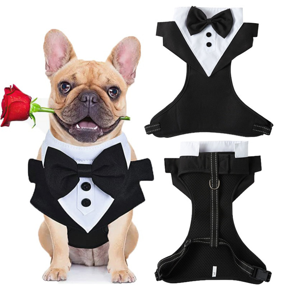 Traje de Esmoquin para Perros con Arnés y Correa para Bodas o Fiestas